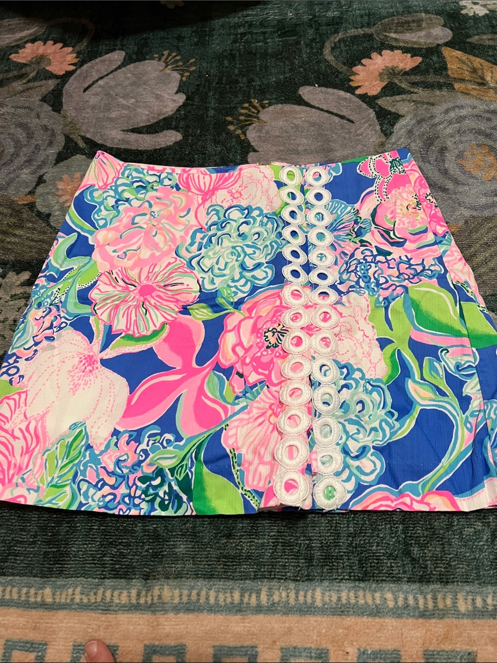 Lilly Pulitzer Blue Pink Green Floral Mini Skirt